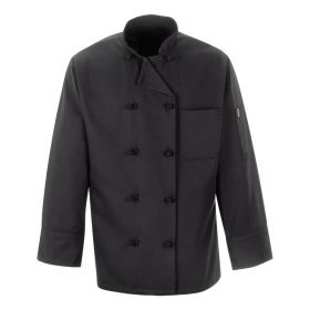 Unisex Chef's Coat with Knotted Buttons, Black, Size 4XL