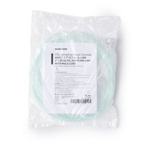 ETCO2 Nasal Sampling Cannula with O2 Delivery McKesson Adult Curved Prong / NonFlared Tip 7 Foot O2 / 2 Inch CO2 Line