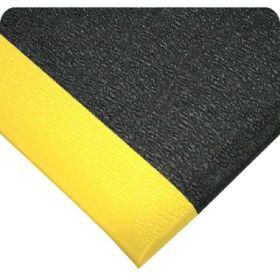 Anti-Fatigue Floor Mat Ultra-Tred ArmorCote 3 X 60 Foot Black / Yellow Polyurethane Coated PVC Sponge