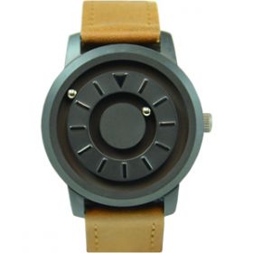 Magnetic Tactile Watch with Brown Leather Band
