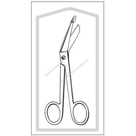 Bandage Scissors Merit Lister 5-1/2 Inch Length Office Grade Stainless Steel Sterile Finger Ring Handle Angled Blunt Tip / Blunt Tip