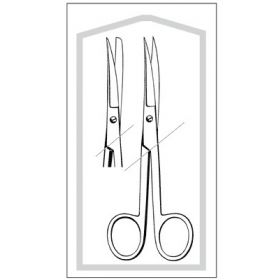Operating Scissors Merit 5-1/2 Inch Length Office Grade Stainless Steel Sterile Finger Ring Handle Curved Sharp Tip / Blunt Tip