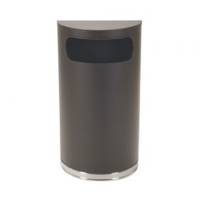 Trash Can Tough Guy 9 gal. Half Round Black Powder Coated Steel Side Opening