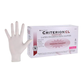 Gloves Exam Criterion CL Powder-Free Latex X-Small 100/Bx, 10 BX/CA, 1025354BX