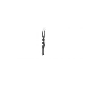 Tissue Forceps Bishop-Harmon 3-3/8 Inch Length Stainless Steel Flat, Fenestrated Handle Curved 1 X 2 Teeth