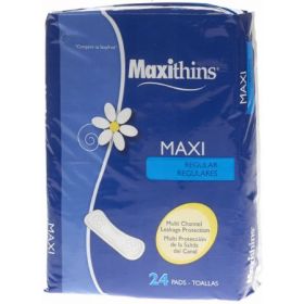 Feminine Pad Maxithins Maxi Regular Absorbency, 1050257CS