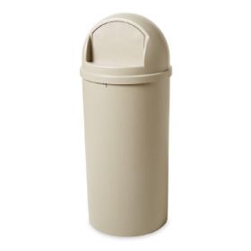 Trash Can Marshal Classic 15 gal. Round Beige Thermoset Polyester Push Open