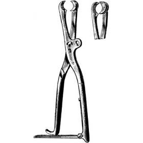 Bone Holding Forceps Sklar Lambotte 10-1/2 Inch Length OR Grade Stainless Steel NonSterile Ratchet Lock Plier Handle Straight Double Articulated Serrated Jaws