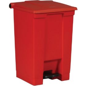 Trash Can Rubbermaid Commercial Products 12 gal. Square Red HDPE / Polypropylene Step On