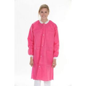 Lab Coat ValuMax Extra-Safe Hot Pink Large Knee Length Limited Reuse