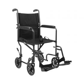Transport Chair McKesson 19 Inch Seat Width Full Length Arm Swing-Away Footrest Steel Frame with Silver Vein Finish