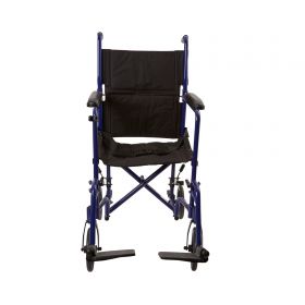 Transport Chair McKesson 19 Inch Seat Width Full Length Arm Swing-Away Footrest Aluminum Frame with Blue Finish