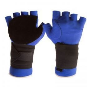 Impact Glove with Wrist Support IMPACTO Half Finger Small Blue Right Hand