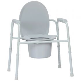 Commode Chair McKesson Fixed Arms Steel Frame Back Bar 13-3/4 Inch Seat Width 350 lbs. Weight Capacity