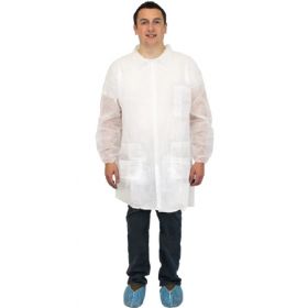 Lab Coat Safety Zone White X-Large Knee Length Disposable