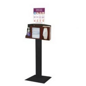 Hygiene Dispensing Station Signature Series Floor Stand Cherry / Black / Clear 18 X 18 X 58.36 Inch, 3 Compartment ABS Plastic / Powder-Coated Steel / PETG Plastic
