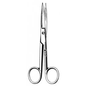 Operating Scissors Econo  4-1/2 Inch Length Floor Grade Stainless Steel Sterile Finger Ring Handle Straight Sharp Tip / Sharp Tip
