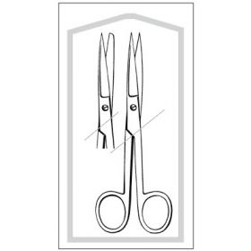 Operating Scissors Merit 5-1/2 Inch Length Floor Grade Pakistan Stainless Steel Sterile Finger Ring Handle Straight Sharp Tip / Blunt Tip