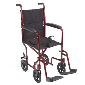 Wheelchair Transport Lightweight Red 17"