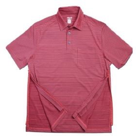 Polo Shirt AuthoredPerfected Polo 4X-Large Navy / Tomato Red Stripe 1 Pocket Short Sleeves Male