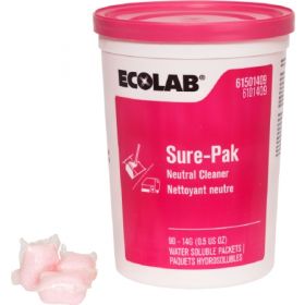 Ecolab Sure-Pak Surface Disinfectant Cleaner Acid Based Water Soluble Packet 180 Count Canister Scented NonSterile