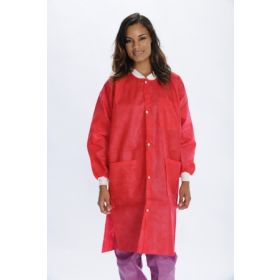Lab Coat ValuMax Extra Safe Red Large Knee Length Limited Reuse 11182942XL