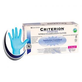 Gloves Exam Criterion Powder-Free Nitrile Latex-Free X-Small Blue 100/Bx, 10 BX/CA