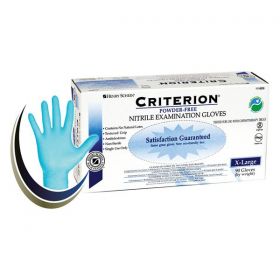 Gloves exam criterion powder-free nitrile latex-free x-large blue 90/bx, 10 bx/ca