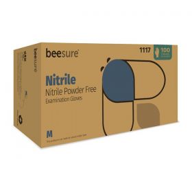 Gloves exam beesure powder-free nitrile latex-free small light blue 100/bx, 10 bx/ca