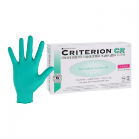 Gloves chloroprene criterion cr latex-free pf sz 6 x-small ns green, 1126857bx
