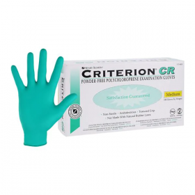 Gloves chloroprene criterion cr latex-free pf sz 7-7.5 medium ns green 100/bx, 10 bx/ca, 1126859ca