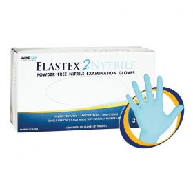 Gloves exam elastex 2 powder-free nitrile latex-free medium powder blue 200/bx, 10 bx/ca