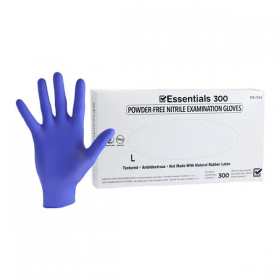 Gloves exam essentials 300 powder-free nitrile large indigo 300/bx, 10 bx/ca, 1127324bx