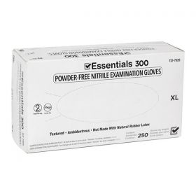 Gloves exam essentials 300 powder-free nitrile latex-free x-large indigo 250/bx, 10 bx/ca