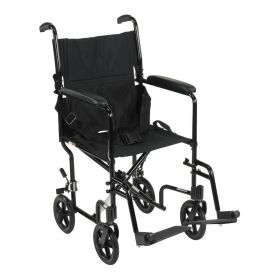 Transport Chair McKesson 19 Inch Seat Width Full Length Arm Swing-Away Footrest Aluminum Frame with Black Finish