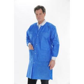 Lab Coat ValuMax Extra-Safe Royal Blue Medium Knee Length Limited Reuse