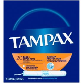 Tampon Tampax Pearl Smooth Super Absorbency Plastic Applicator Individually Wrapped, 1141028CS
