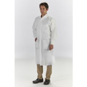 Lab Coat LabMates White Large Knee Length Disposable