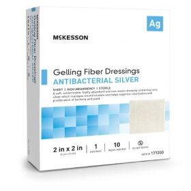 Silver Gel Fiber Dressing McKesson 2 X 2 Inch Square Sterile