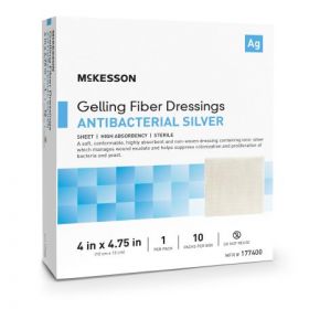 Silver Gel Fiber Dressing McKesson 4 X 4-3/4 Inch Rectangle Sterile