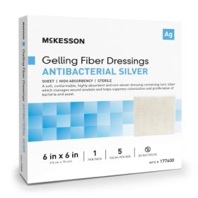 Silver Gel Fiber Dressing McKesson 6 X 6 Inch Square Sterile