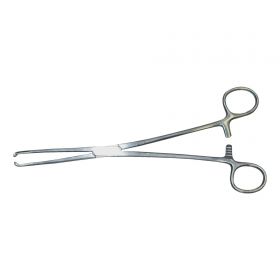Tissue Forceps MedGyn Allis 12 Inch Length Surgical Grade Stainless Steel NonSterile Ratchet Lock Finger Ring Handle Curved Tips 5 X 6 Teeth