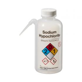 Safety Wash Bottle Nalgene Right-to-Know Sodium Hypochlorite Label / Vented LDPE / HDPE 500 mL (16 oz.)