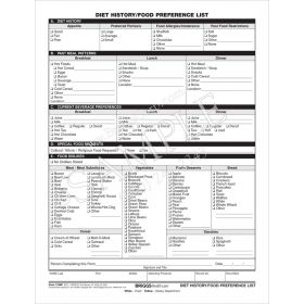 Diet History/Food Preference List