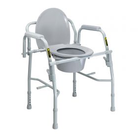 Commode Chair McKesson Drop Arms Steel Frame Back Bar 13-3/4 Inch Seat Width 300 lbs. Weight Capacity