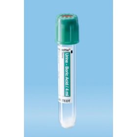 V-Monovette Urinalysis Tube Boric Acid Preservative Tablet Additive 4 mL Attached Cap Polyethylene Terephthalate (PET) Tube
