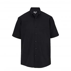 Men's Short Sleeve Poplin Shirt, Lightweight, Black, Size 2XL