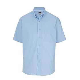 Men's Short Sleeve Poplin Shirt, Lightweight, Blue, Size 2XL