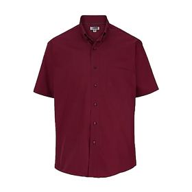 Men's Short Sleeve Poplin Shirt, Lightweight, Burgundy, Size 2XL