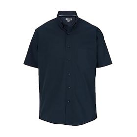 Men's Short Sleeve Poplin Shirt, Lightweight, Navy, Size 2XL